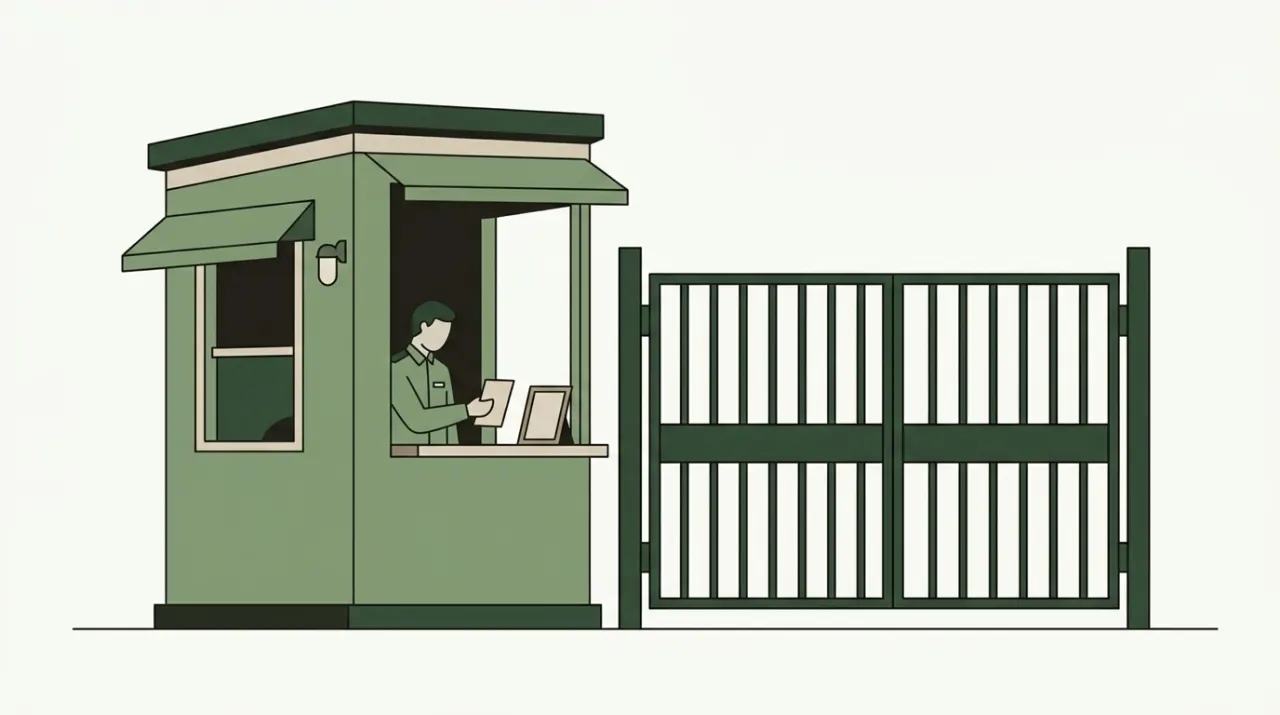 두 장의 똑같은 주소 쪽지를 들고도 사람 얼굴 사진이 없어 문을 열지 못하는 경비실